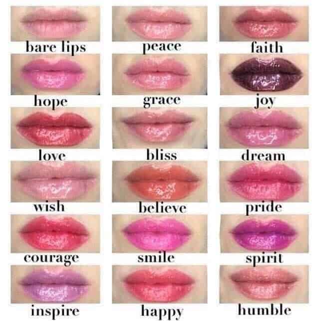 Perfect Lip Gloss Color Chart